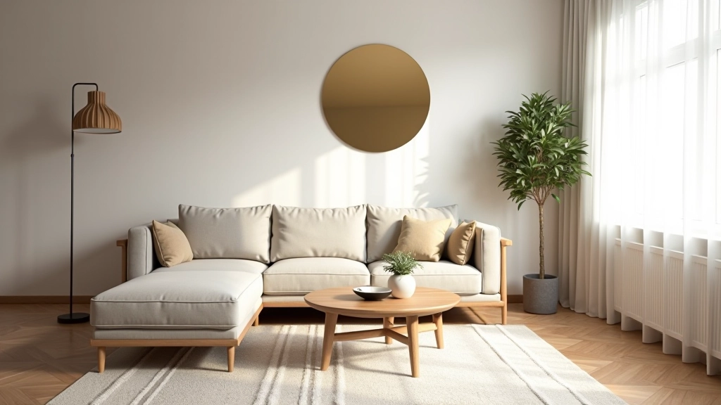 Bright apartment interior with wooden furniture and neutral tones